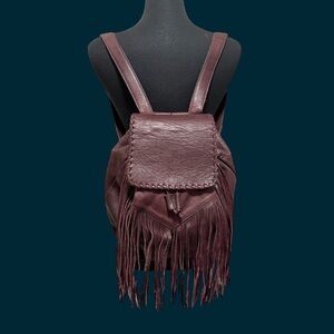 Rare Laggo Noel Fringed‎ Backpack Burgundy Leather retails $575